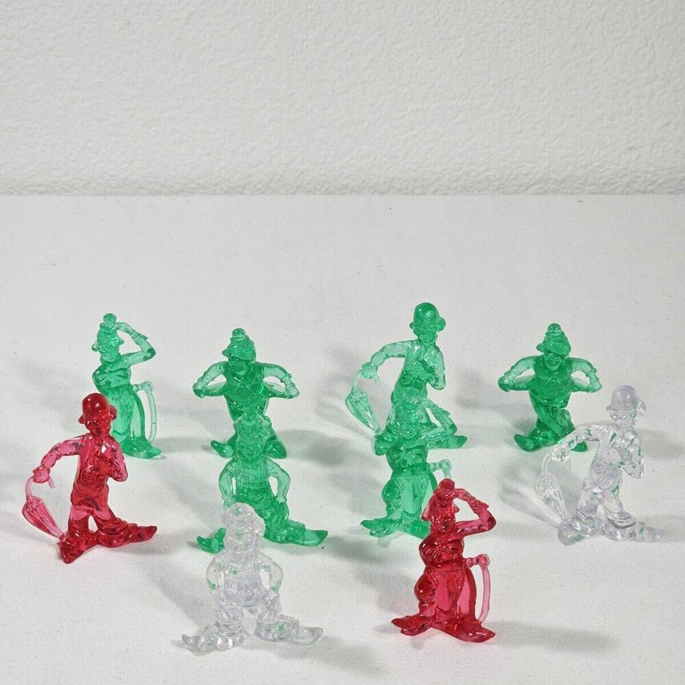 Vintage Lucite Clown Plastic Cake Topper Toy Figure Prize Translucent Lot Of 10 - Picture 1 of 7